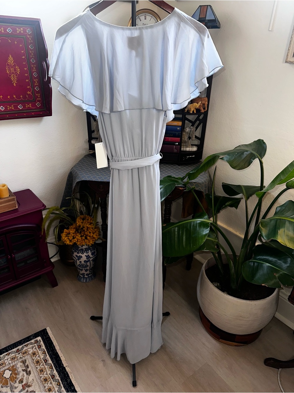 Show Me Your MuMu Jess Ruffle Midi Dress Pale Blue Ruffle - Picture 6 of 7